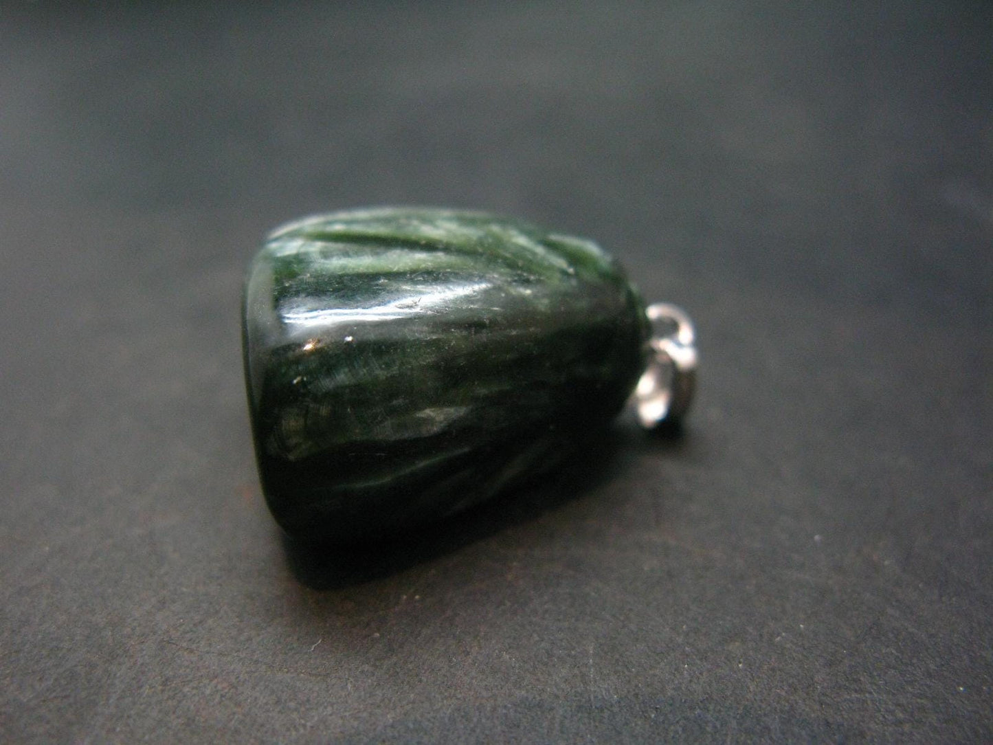 Seraphinite Clinochlore Silver Pendant From Russia - 1.2''