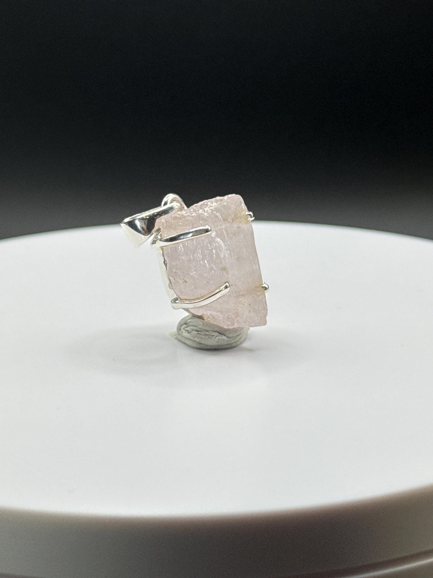 Raw Pink Stone Charm | Natural Crystal Silver Drop