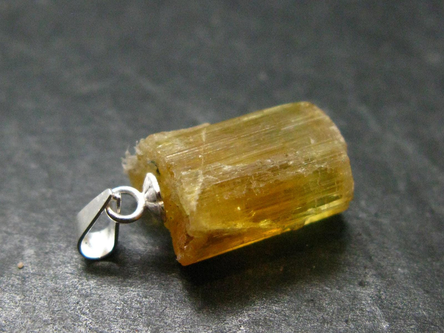 Gem Heliodor Golden Beryl Silver Pendant From Tajikistan - 10.0 Carats - 2.0"