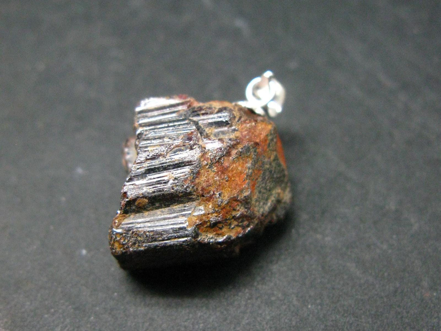 Natural Titanium Gem!! Rare Rutile Crystal Silver Pendant from Brazil - 1.1" - 7.14 Grams