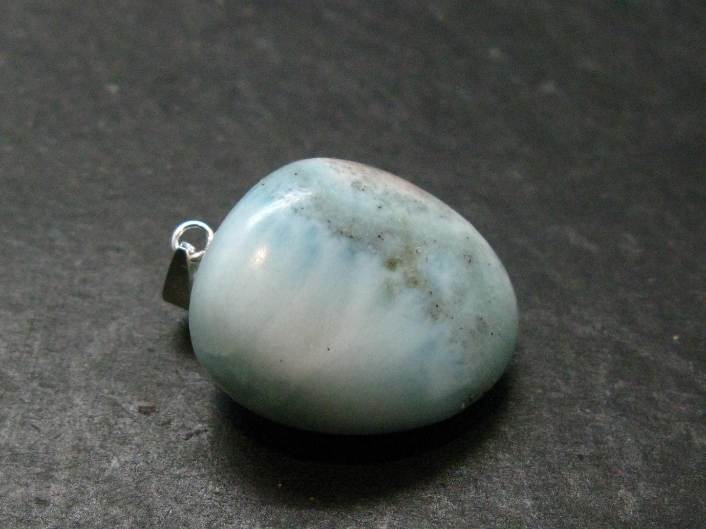 Rare Blue Larimar Pectolite Silver Pendant From Dominican Republic - 1.1" - 7.63 Grams