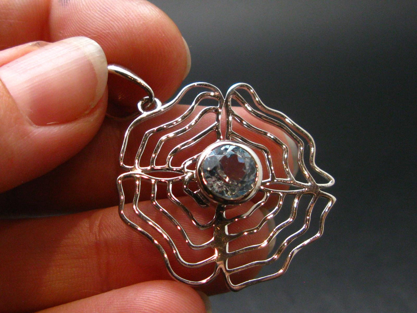 Blue Topaz Sterling Silver Pendant From Brazil - 1.4" - 3.50 Grams