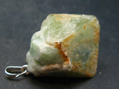 Green Herderite Crystal Silver Pendant From Brazil - 14.93 Grams - 1.5"