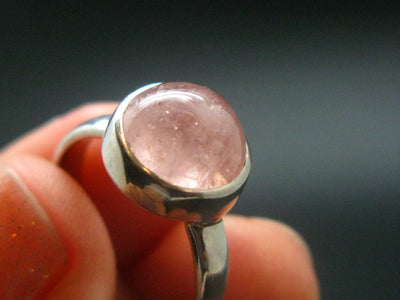 Pink Beryl!! Natural Raw Morganite Silver Ring From Brazil - Size 7 - 3.61 Grams