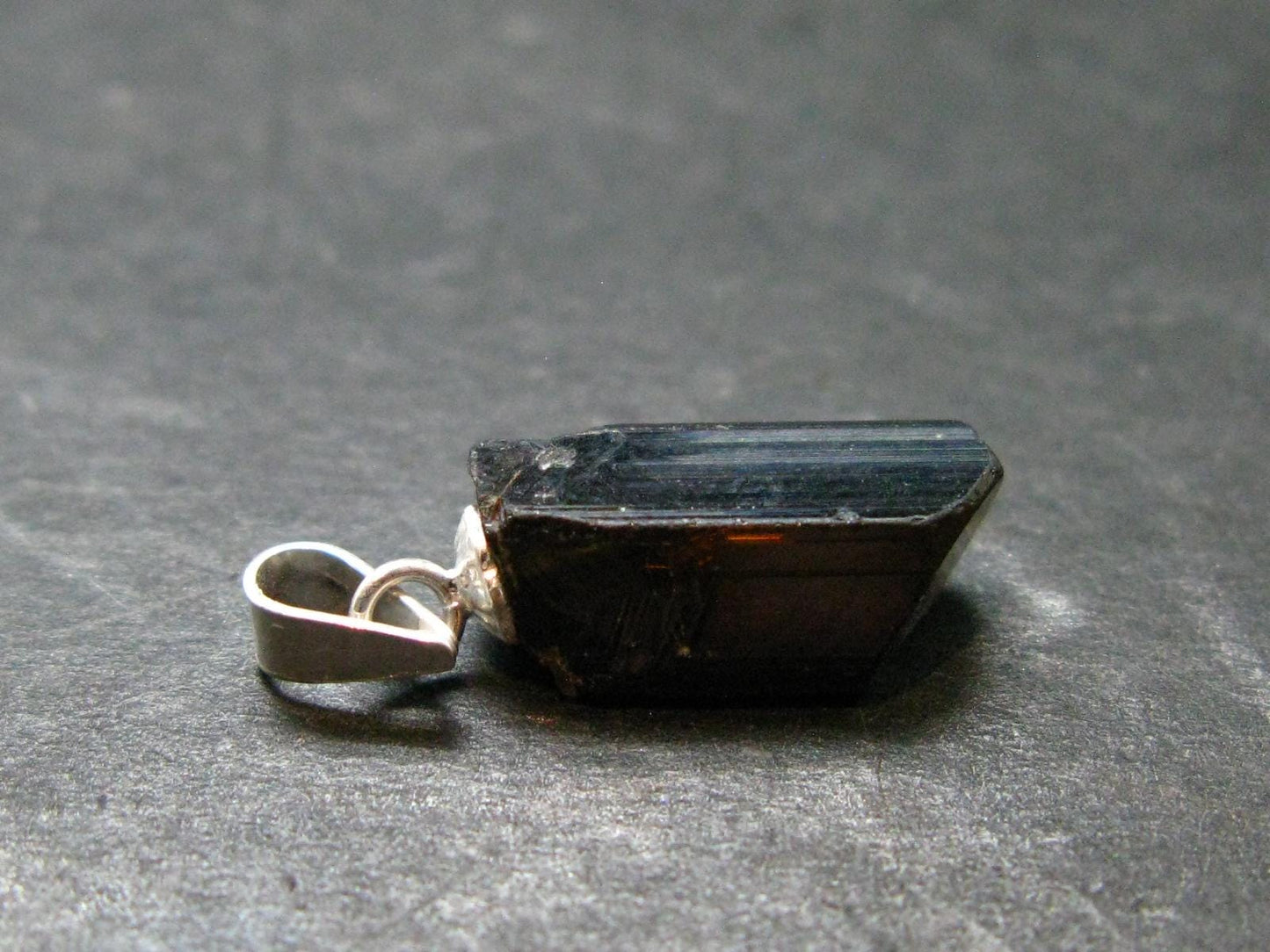 Nice Rare Terminated Epidote Crystal Silver Pendant From Peru - 0.8" - 1.08 Grams