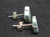 Natural Square Shape Larimar 925 Sterling Silver Stud Earrings from Dominican Republic