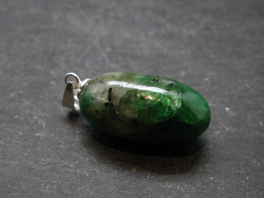 Tsavorite Gem Green Garnet Sterling Silver Pendant From Tanzania - 1.1" - 4.54 Grams