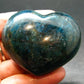 Neon Blue Apatite Tumbled Heart from Madagascar - 109.08 Grams - 1.8"