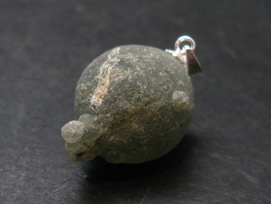 Complete Prehnite Sterling Silver Pendant from Mali - 1.1" - 7.93 Grams