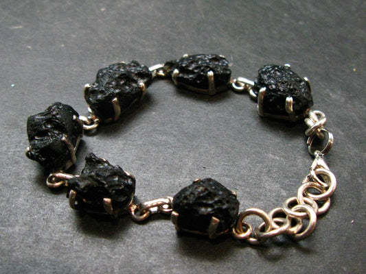 Tibetan Tektite Silver Bracelet ~ 8 Inches ~ 22.43 Grams