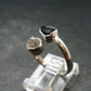 Black Tourmaline And Herkimer Diamond Silver Ring - Size 9 - 2.62 Grams
