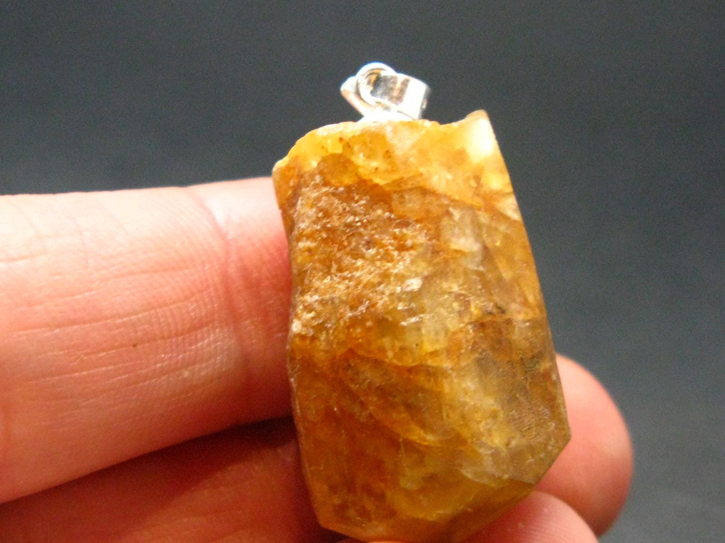 Heliodor (Yellow Beryl) Crystal Silver Pendant From Madagascar - 1.2" - 8.48 Grams