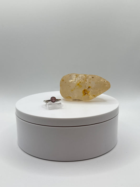 Dainty Pink Stone Ring in Sterling Silver – Minimalist & Elegant - Size 6