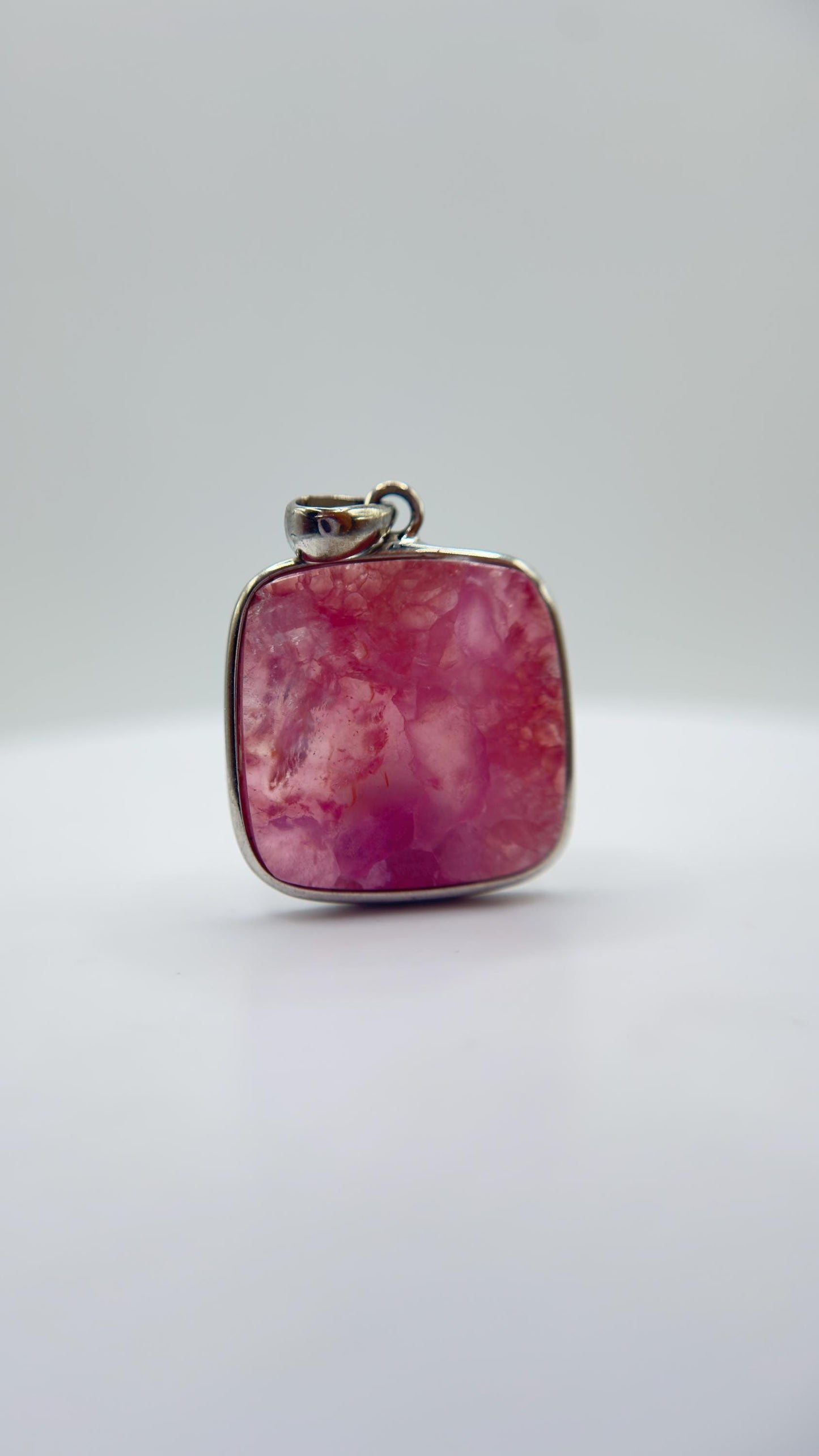 Cobalto Calcite Silver Pendant Pink Crystal Gemstone Natural Stone Jewelry Gift