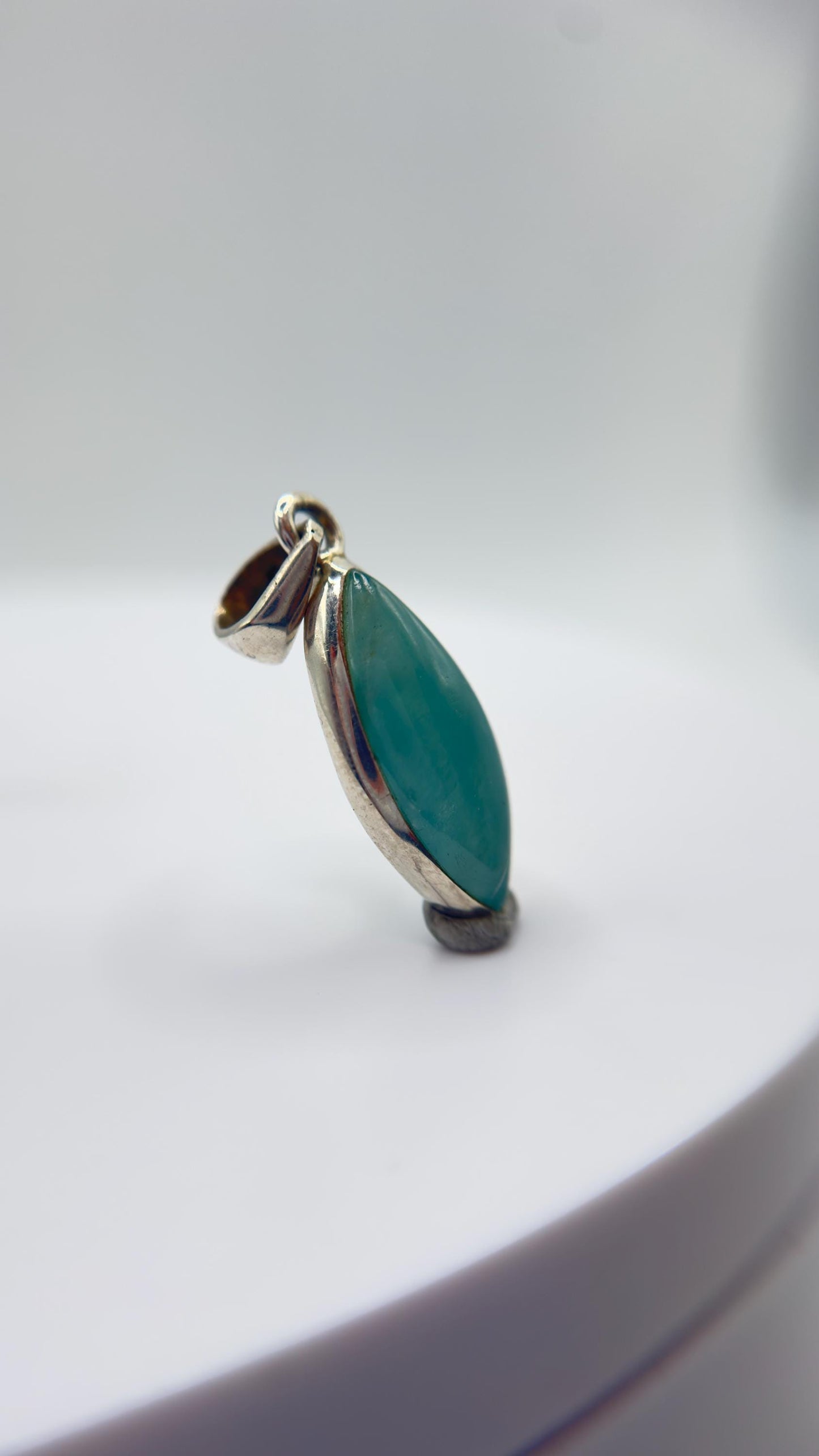 Grandidierite Pendant Marquise Cabochon Blue Green Gemstone Silver Necklace Natural Crystal Jewelry