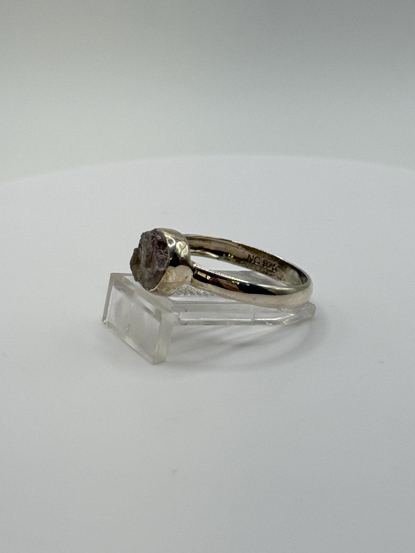Raw Herderite Sterling Silver Ring – Natural Crystal Statement Band - SIZES: 6,7,8