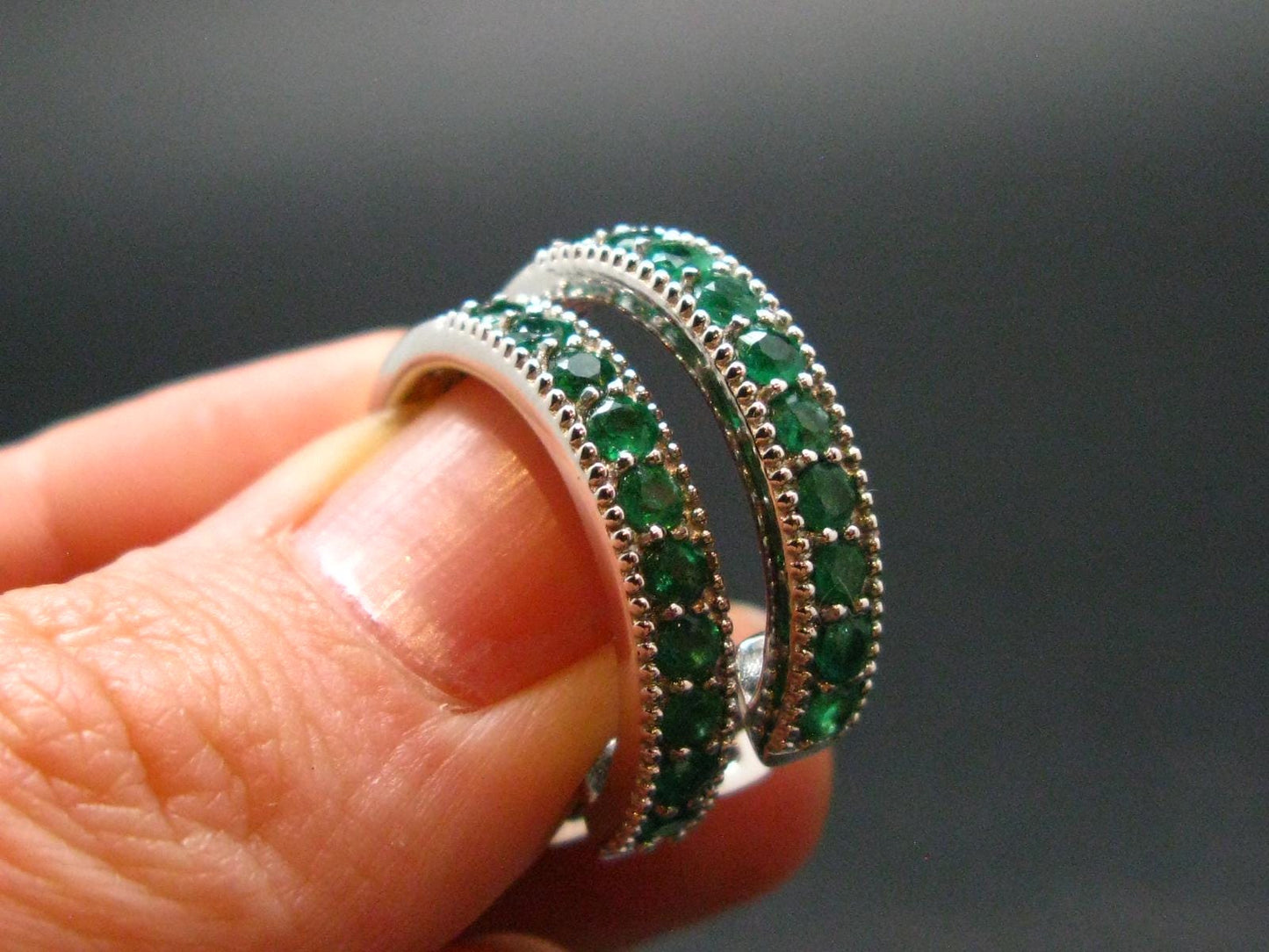 Gem Emerald Faceted Earrings In Sterling Silver - 1.35 Carats