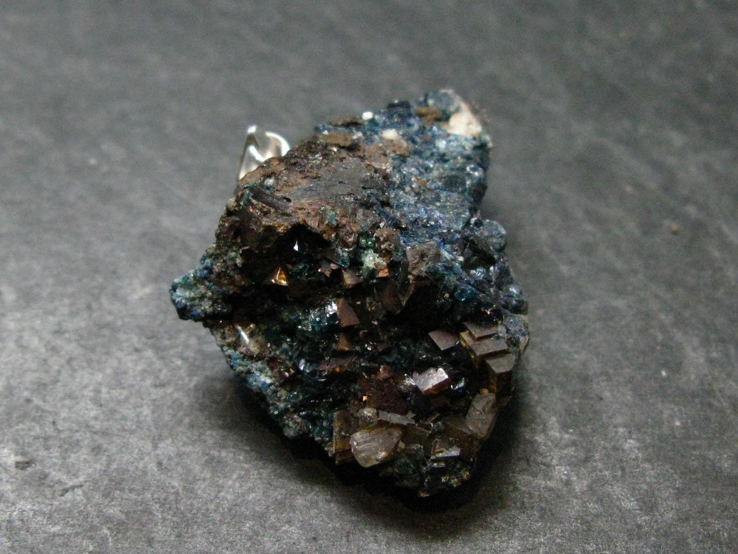 Heaven Stone!! Wet-Look Indigo Blue Lazulite Cluster Silver Pendant From Canada - 1.2" - 9.71 Grams