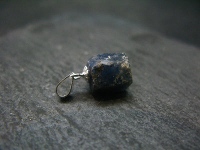 Blue Sapphire Corundum Crystal Silver Pendant From Sri Lanka - 0.7" - 1.85 Grams