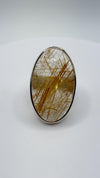 Golden Rutilated Quartz Ring – Natural Rutile Crystal Statement Jewelry - Size 8