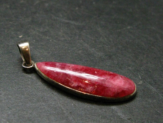 Vivid Juice Carmine Red Gem Rhodonite Silver Pendant From Brazil - 1.7" - 4.44 Grams