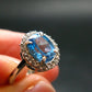 Natural Oval Shaped Facetted Blue Topaz Crystal Sterling Silver Ring - 3.32 Grams - Size 7.25