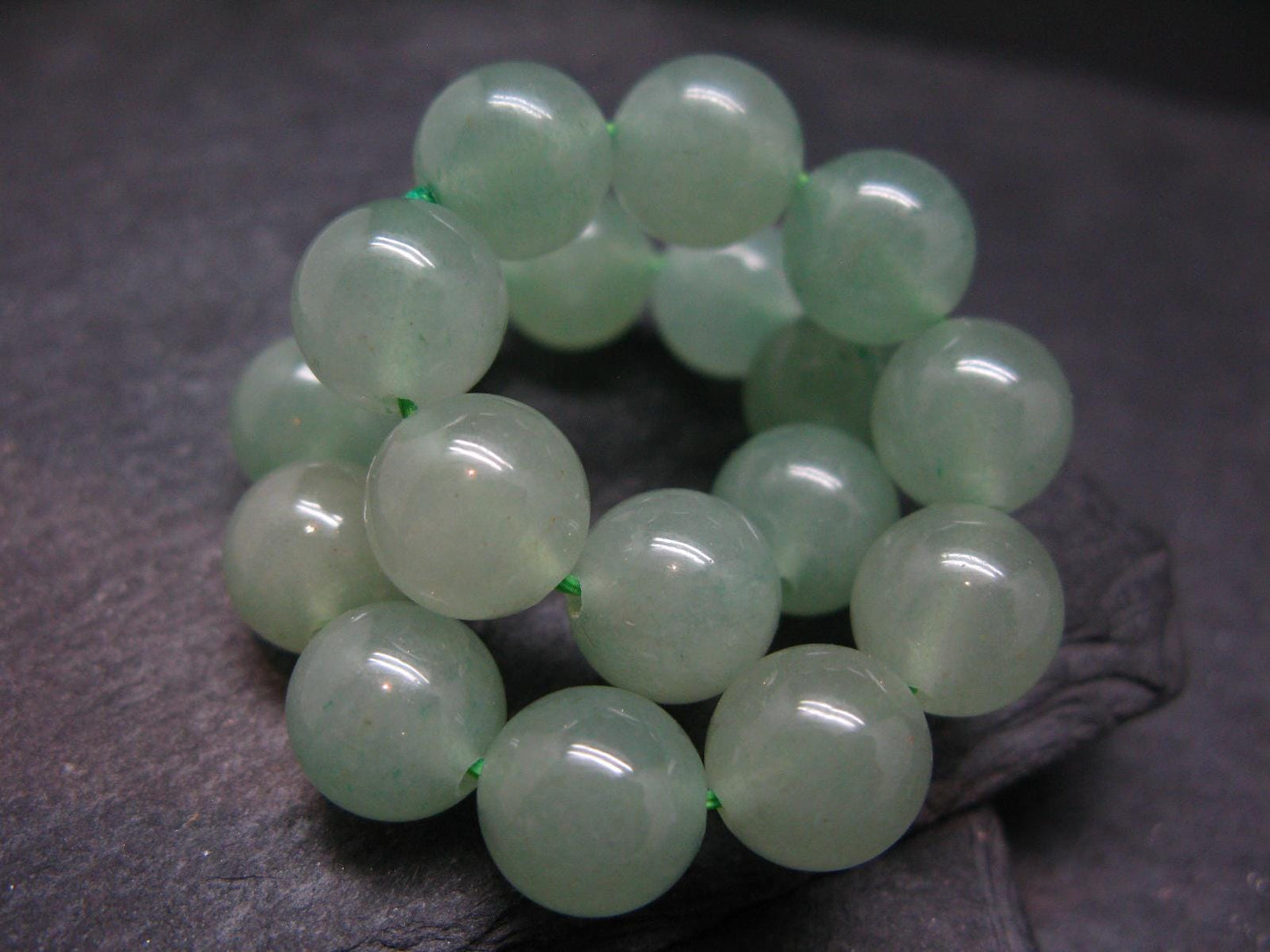 Green Aventurine Genuine Bracelet ~ 7 Inches ~ 10mm Round Beads