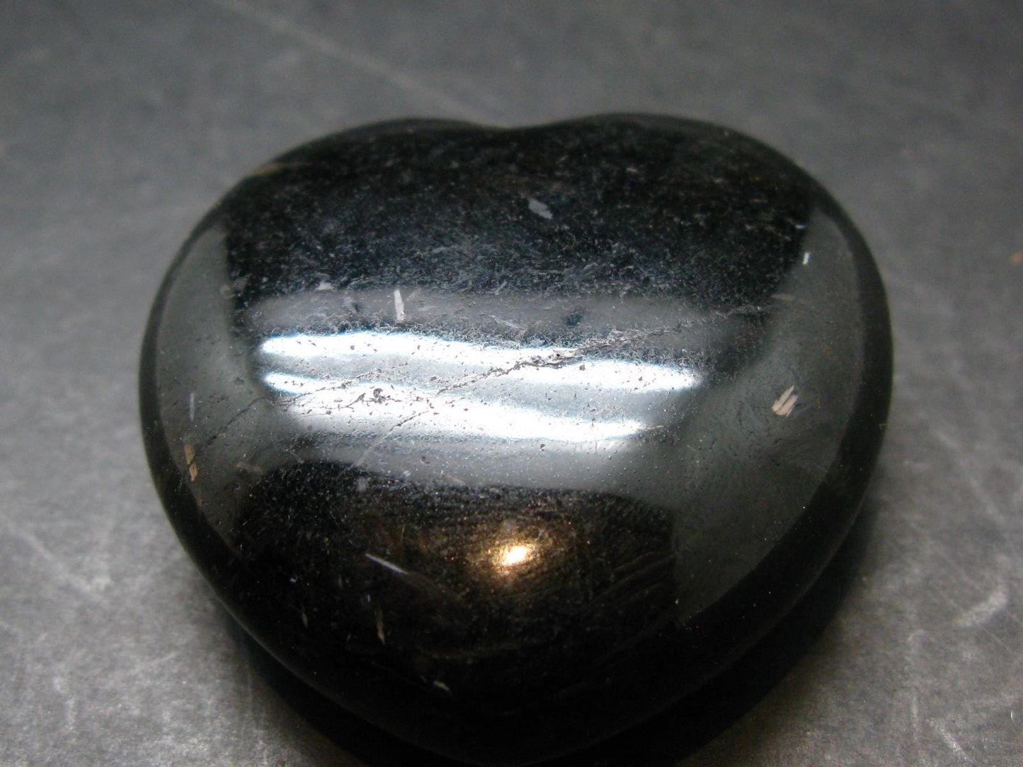 Large Nuumite Nuummite Polished Heart From Greenland - 92.68 Grams - 1.8"