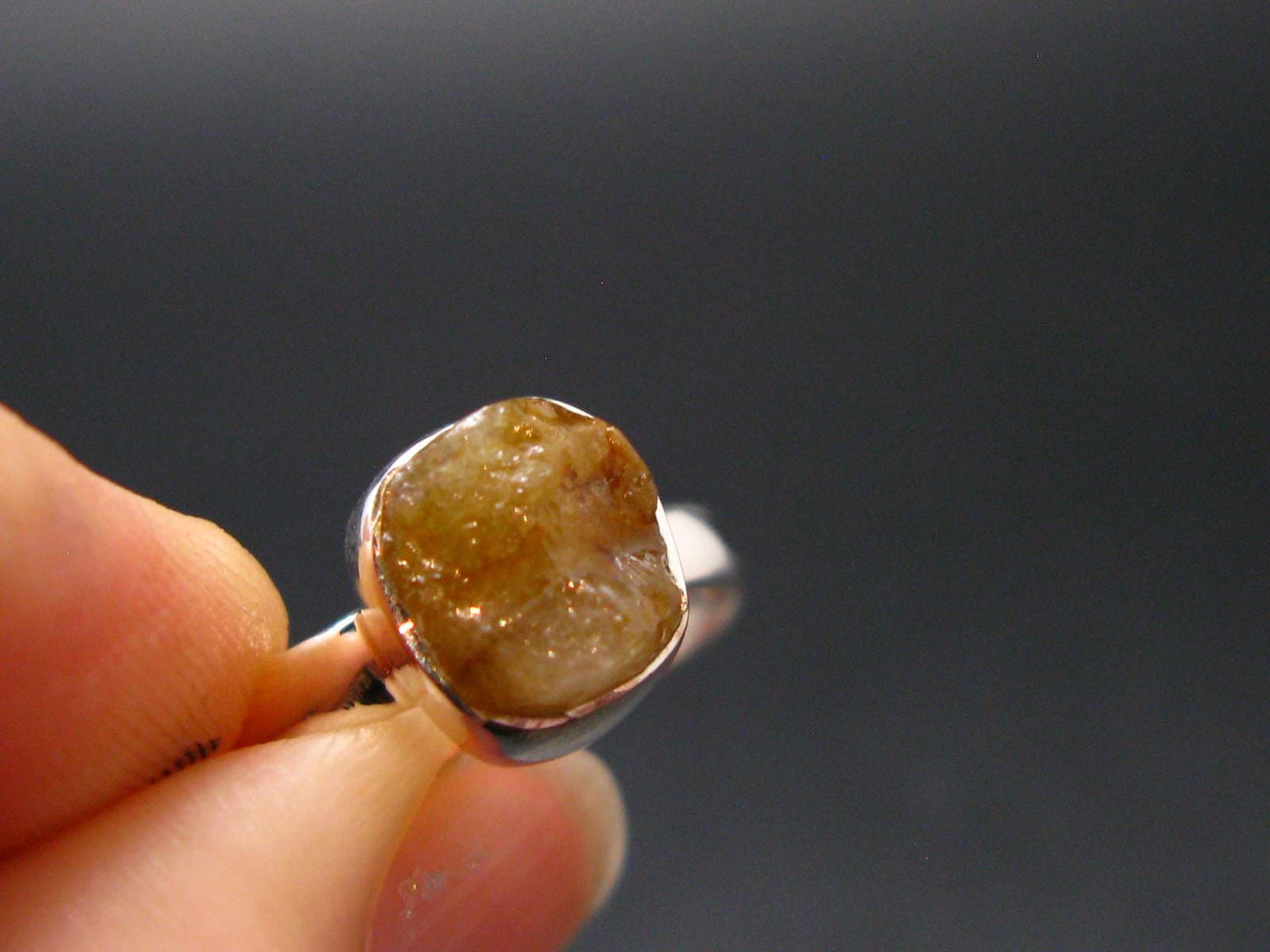 Green Herderite Silver Ring From Brazil - 1.79 Grams - Size 6