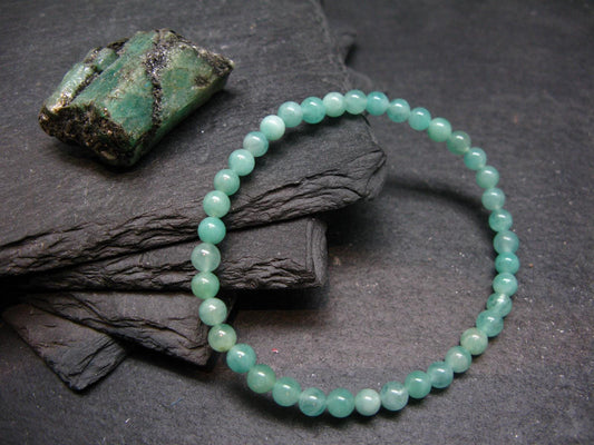 Emerald Gem Genuine Bracelet ~ 7 Inches ~ 5mm Round Beads