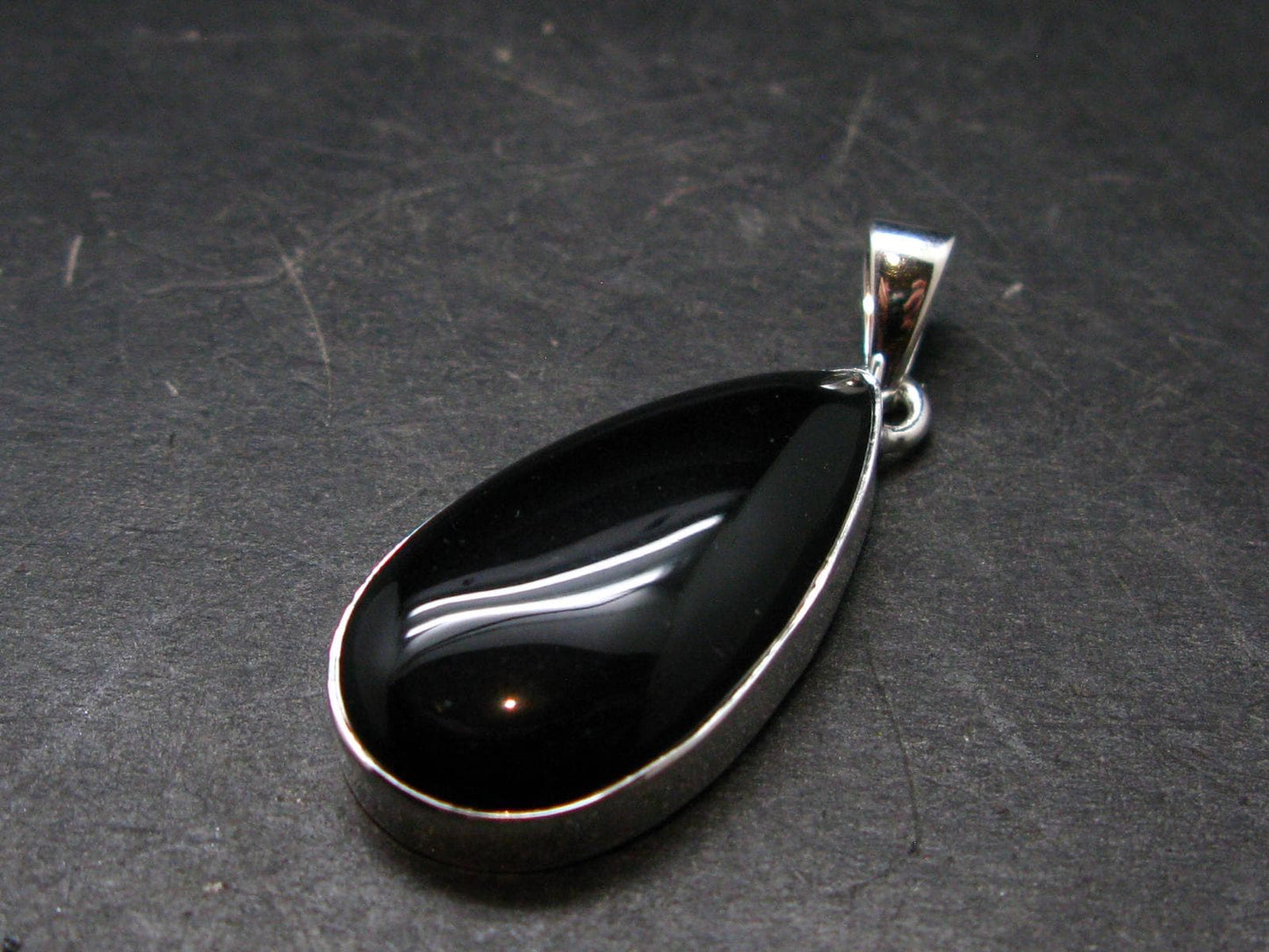 Black Onyx Silver Plated Pendant From Brazil - 5.89 Grams