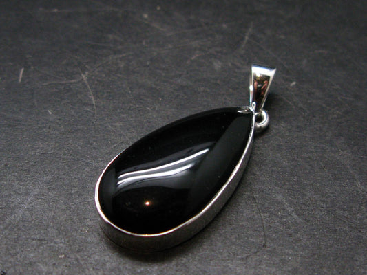 Black Onyx Silver Plated Pendant From Brazil - 5.89 Grams