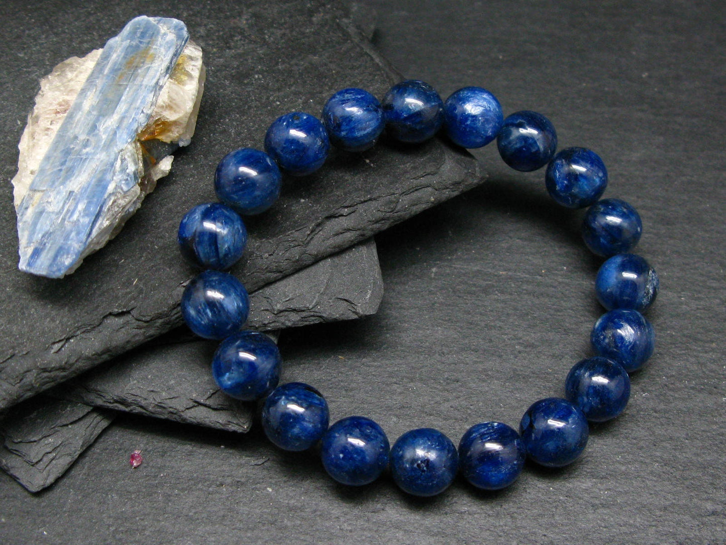 Blue Kyanite Genuine Bracelet ~ 7 Inches ~ 10mm Round Beads