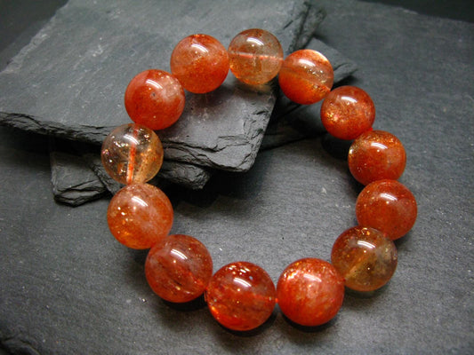 Sunstone AAA Grade Genuine Bracelet ~ 7.5 Inches ~ 16mm Round Beads