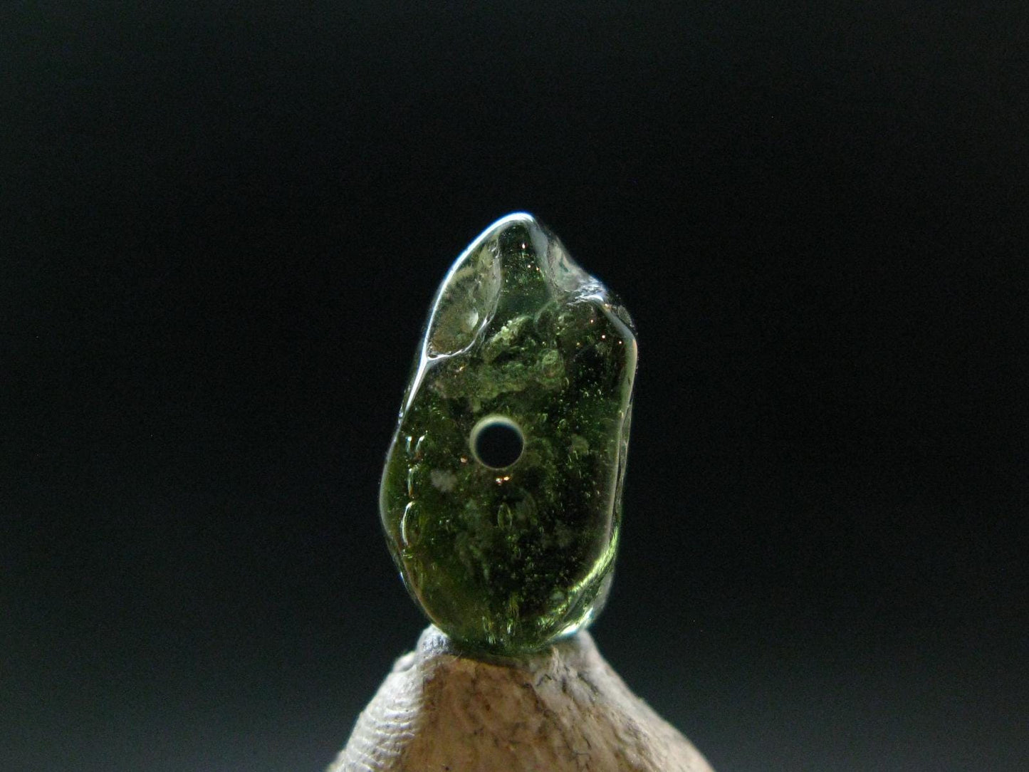 Moldavite Tektite Tumbled Bead from Czech Republic - 13 mm - 3.75 Carats