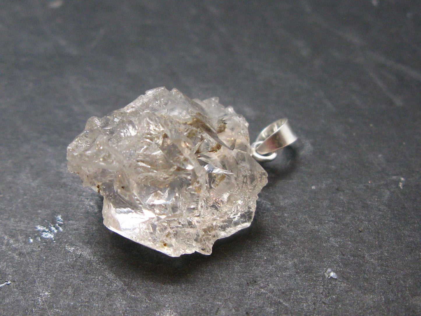 Goshenite Beryl Crystal 925 Silver Pendant From Brazil - 1.0" - 3.79 Grams