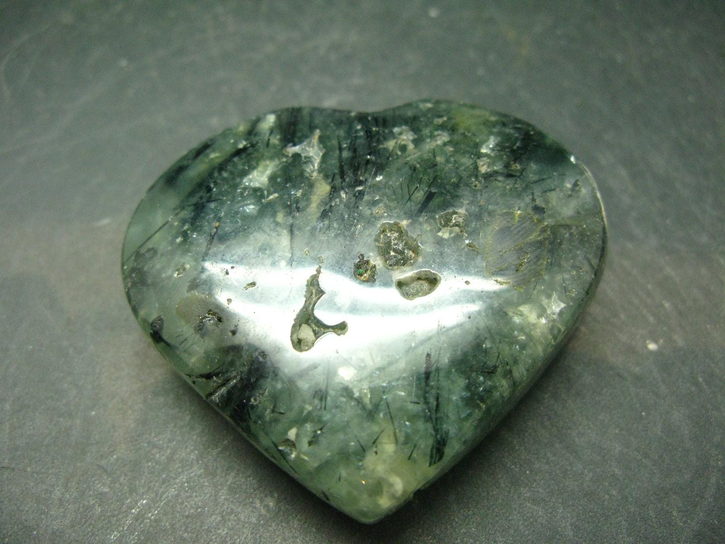 Unusual Green Prehnite Prenite & Epidote Tumbled Herat from Mali 2.1"