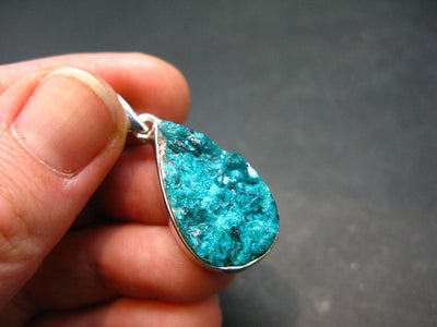 Dioptase Crystal Silver Pendant from Congo - 4.72 Grams - 1.3"