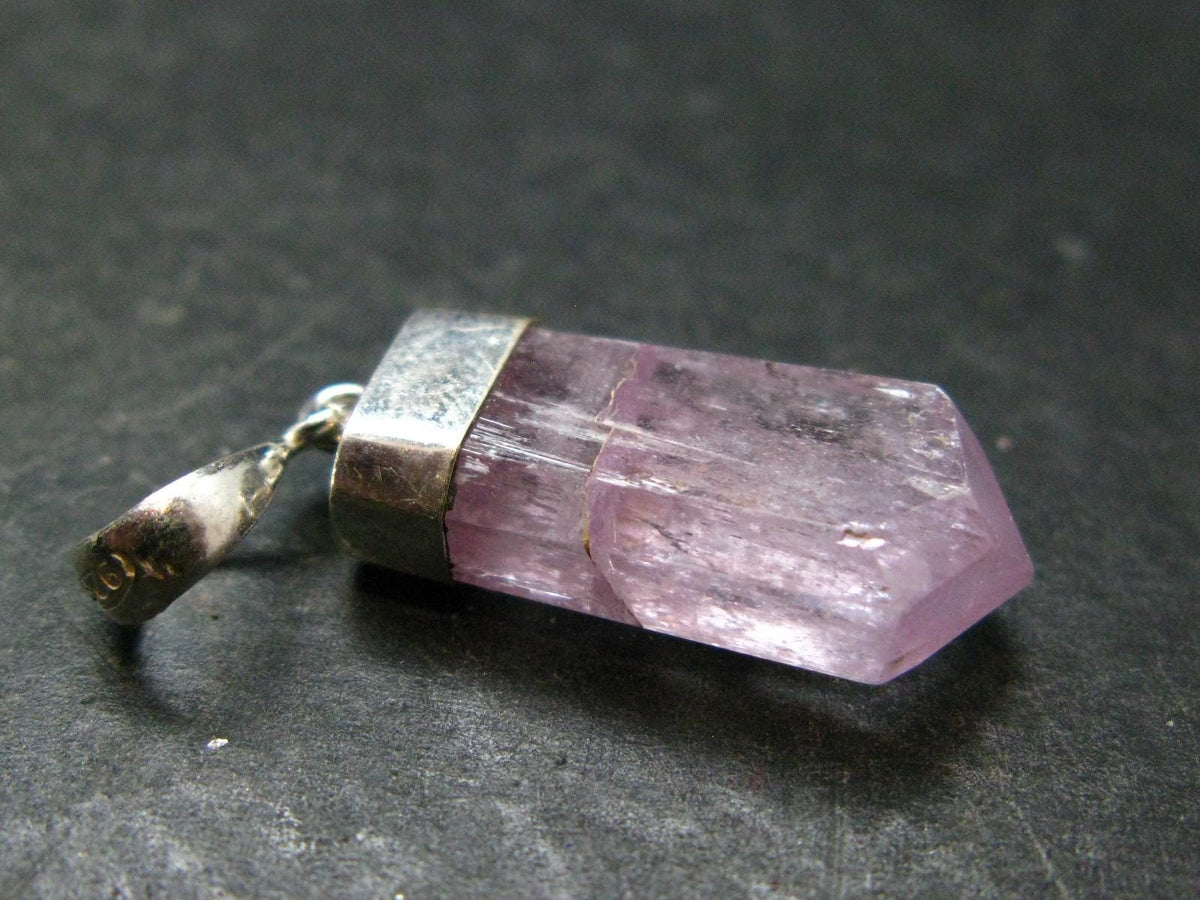 Gem Kunzite Spodumene Pendant in SS From Afghanistan - 1.4" - 4.43 Grams