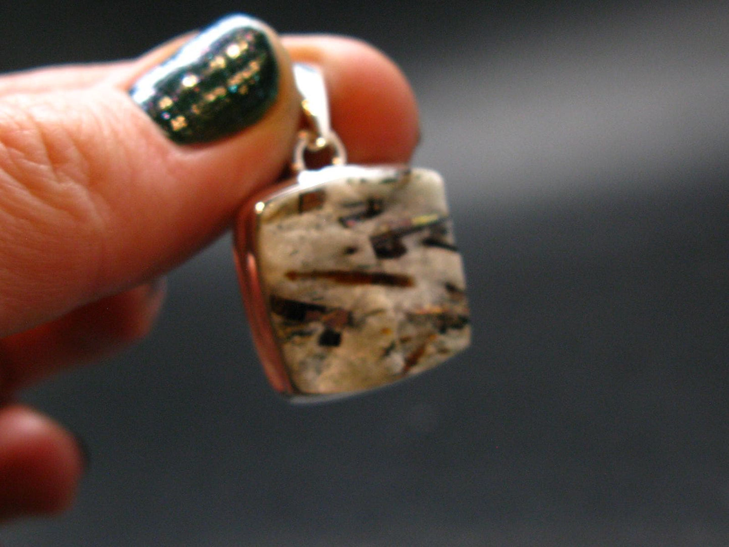 Astrophylite Astrophyllite Silver Pendant From Russia - 1.1" - 6.62 Grams