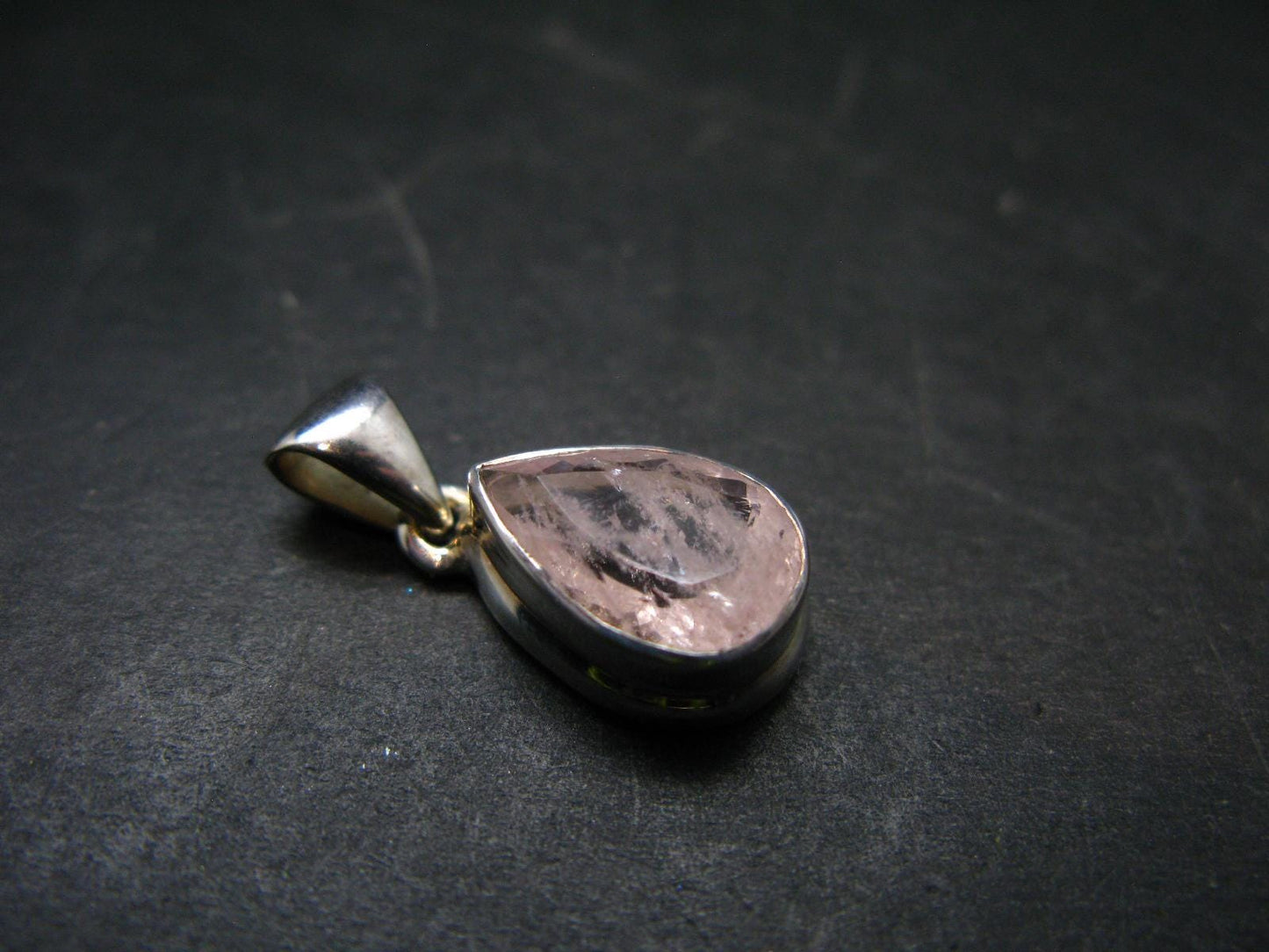 Pink Beryl!! Amazing Natural Facetted Morganite Silver Pendant From Brazil - 0.8" - 3.03 Grams