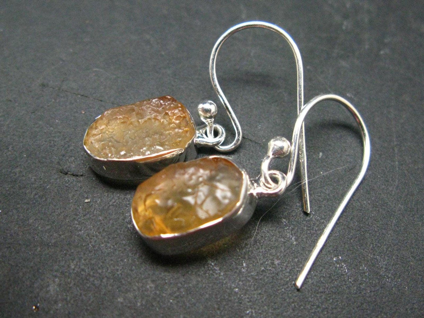 Fire Opal Silver Earrings From Mexico - 0.8" - 2.35 Grams