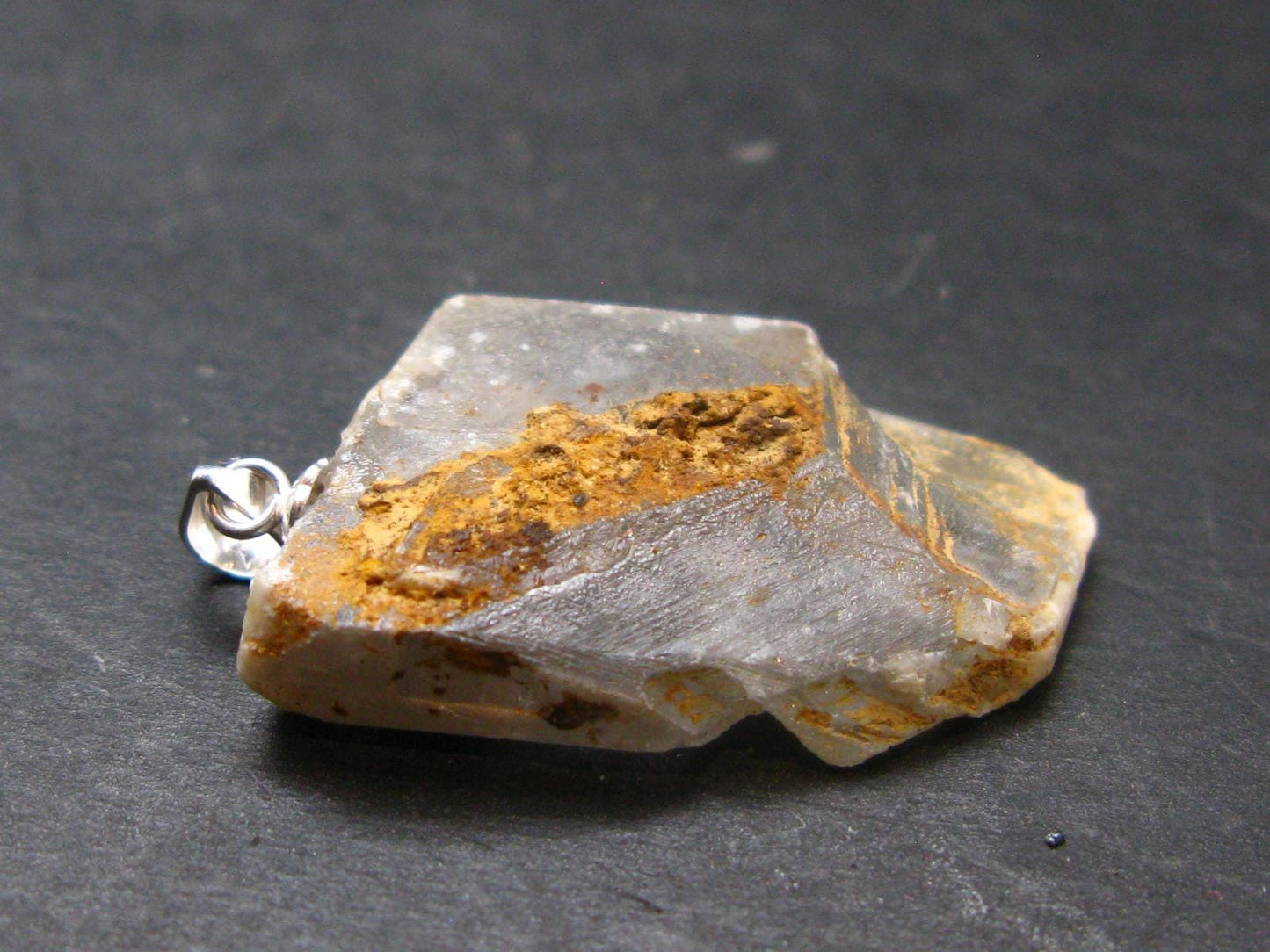 Barite Crystal Silver Pendant From USA - 1.3" - 7.89 Grams