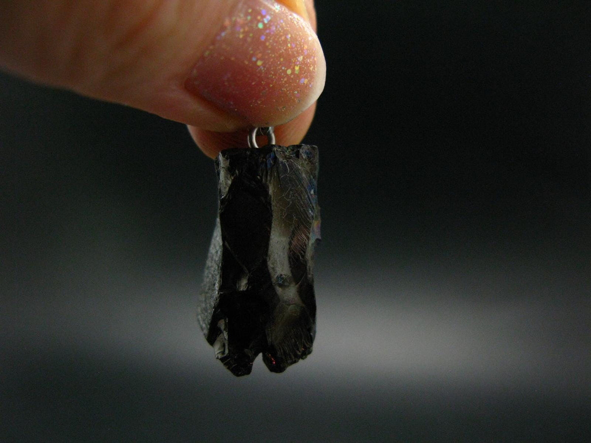Unpolished Elite Shungite Silver Pendant from Russia - 1.2" - 2.86 Grams