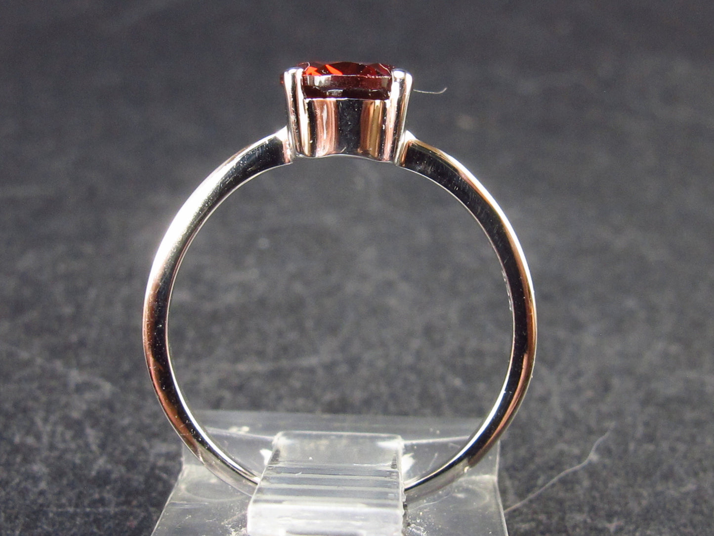 Natural Round Faceted Red Garnet Sterling Silver Ring - Size 5.25 - 1.17 Grams