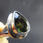 Moldavite Tektite Facetted Silver Ring from Czech Republic - Size 7.25 - 5.93 Grams