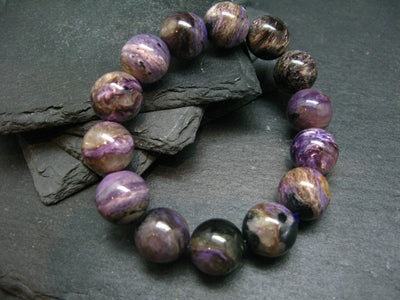 Charoite Genuine Bracelet ~ 7 Inches ~ 15mm Round Beads