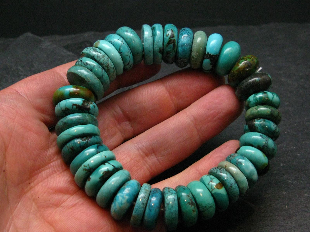Turquoise Genuine Untreated Bracelet ~ 8 Inches ~ 18mm Rondelle Beads