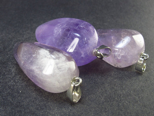Set of 3 Lavender Amethyst Pendants From Brazil
