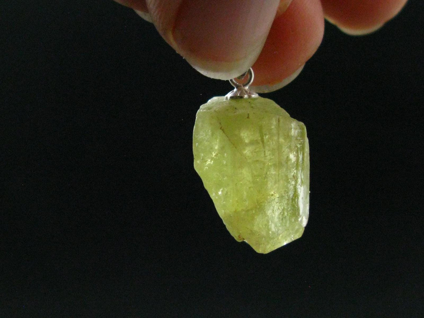 Brazilianite Crystal Silver Pendant From Brazil - 1.0" - 4.06 Grams